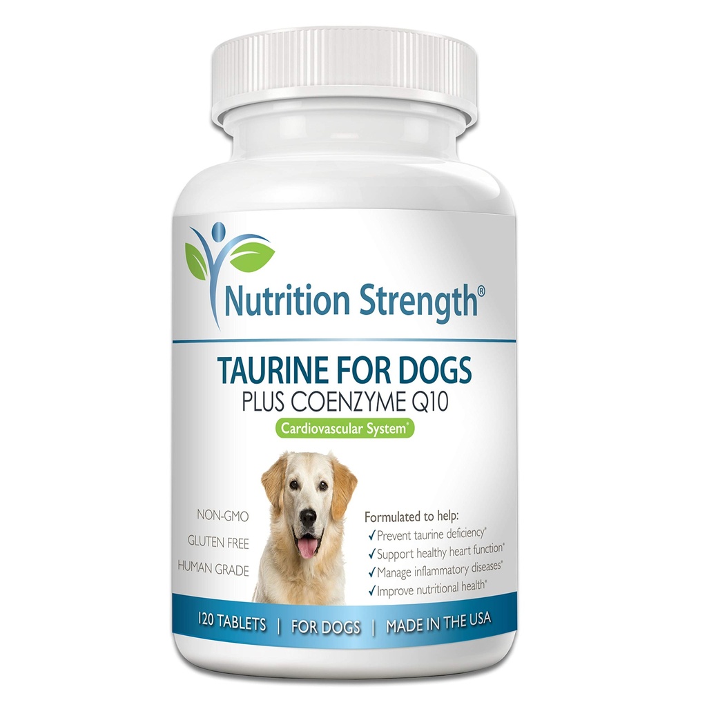 Taurine for Dogs, Dukung untuk Fungsi Jantung Sehat, Menolak Penyakit Inflammatory, dengan Coenzim Q10 untuk Membantu Membenahi Kegagalan Jantung dan DCM dalam Dogs, 120 Tablet Chewable