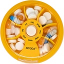 INVODA Weekly Pill Organizer 7 Compating Pill Box for Daily Medication & Vitamin - Portable Travel Case Fish Oil Suplemen Vitamin (Orange)