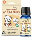 Milk Organ Legentical Baby Vitamin D3 K2 Liquid Drops, 400 IU of Baby Vitamin D Drops for Infants with K2 Drops, Vitamin D Drops for Newborns, Toddlers, and Kids, Vegan, 90 Drops Liquid