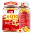 Sugar Free CoQ10200 mg 400mg Filled Gummies - 2 Bulan Supply - w / Vitamin B12 10000mcg, Rhodiola Rosea & Panax Ginseng, B6, Koenzim Q10 Suplemen untuk Hear- t, Energy, Antioksidant, Ultra Absorpsi