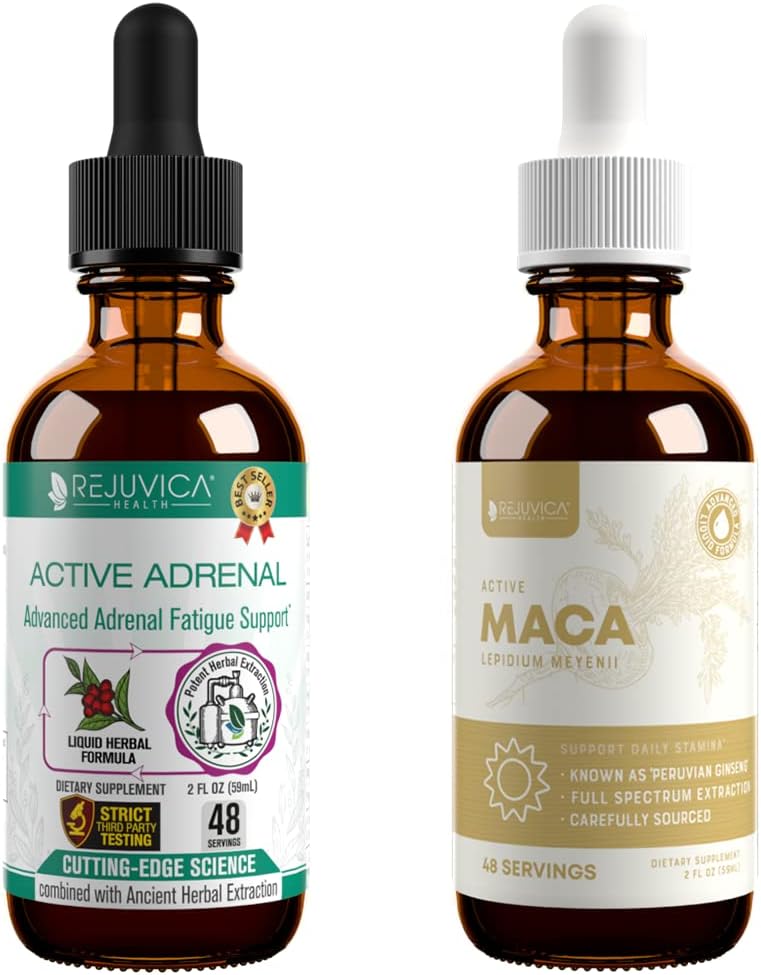 Rejuvia Health Active Adrenal + Active Maca - Dukung Energi + Stress - Liquid Deliquid for Better Absorpsi - Rhodiola, Maca, Holy Basil, Ashwagandha & More!