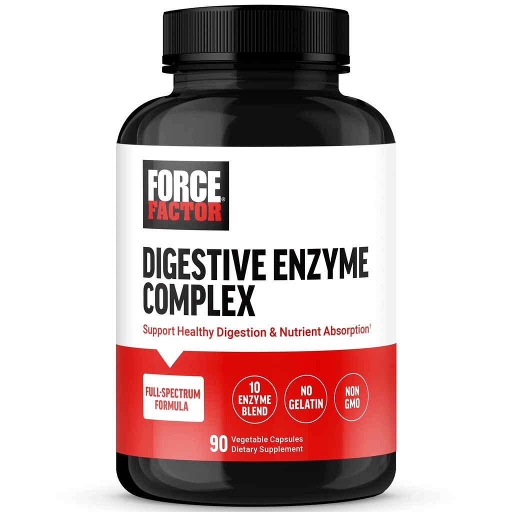 ForCE FACE Digetical Enzymes Complex untuk Mendukung Kesehatan Digetical, Kesehatan Gut, dan Bantuan Bloating untuk Perempuan dan Pria, Penuh-Spectrum 10 Enzymes Digeply, Non-GMO, 90 Capsules