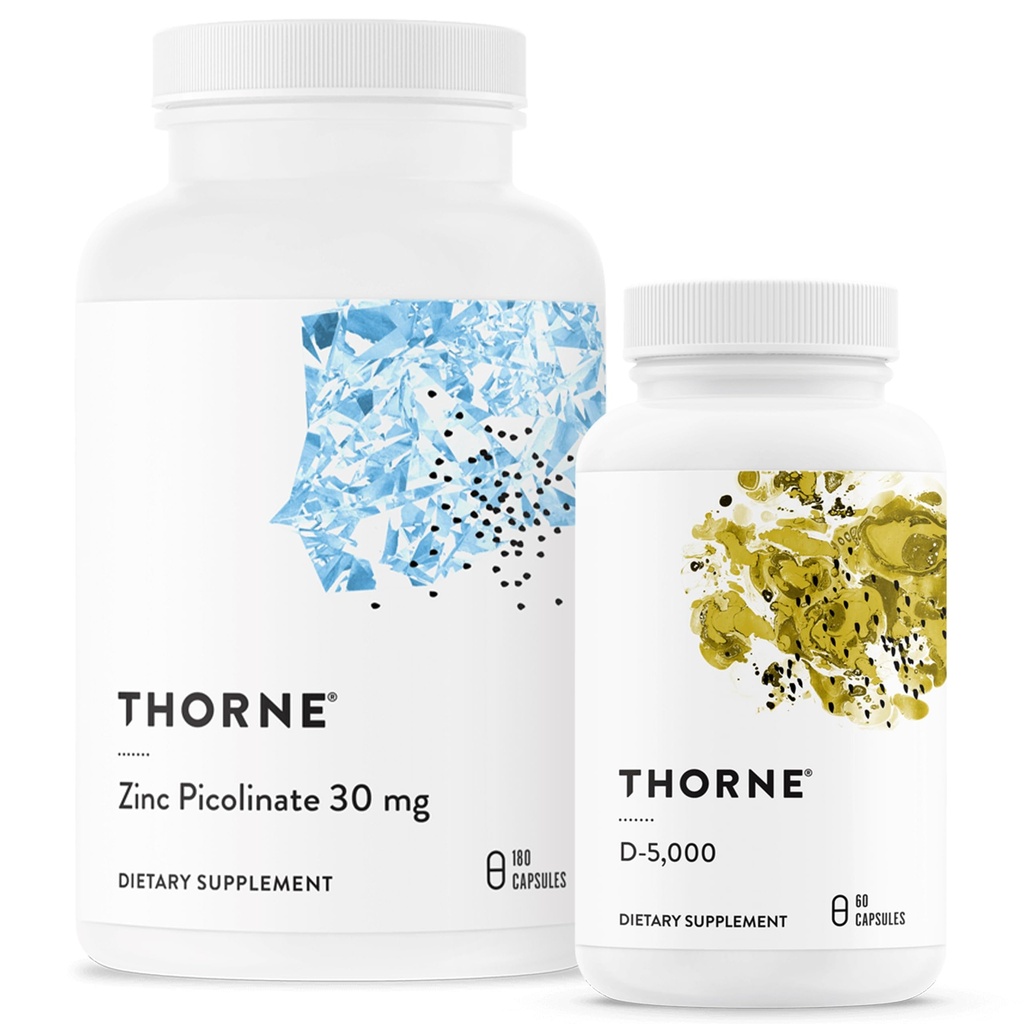 THORNE - Wellness Esensials - Zinc & Vitamin D3 Combo untuk Imune dan Bone Dukungan - 60 sampai 180