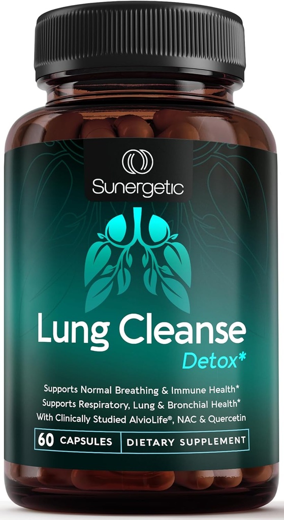 Suplemen Dukungan Lung Premium - Lung Cleanse & Detox Suplement Dengan Mullein Leaf, NAC, Bromelain & Boswellia - Lung Health Formula untuk Repiratory, Breathy & Bronchial Health - 60 Capsules