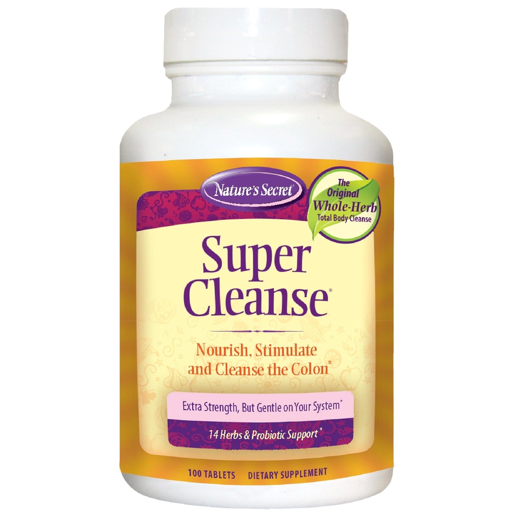 Cleanse Super Rahasia Alam - Ekstra Kekuatan Colon Cleanse dengan 14 Herbs & Probiotic Dut Detox Cleanse & Digetical Dukungan Formula-100 Tablets (1 Pack)