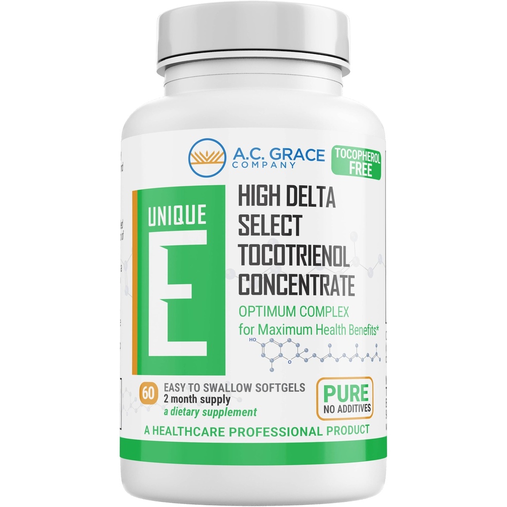 A.C. Grace Company, Unique E Tocotrienol - Tocopheriol Free Softgels, 60 Count