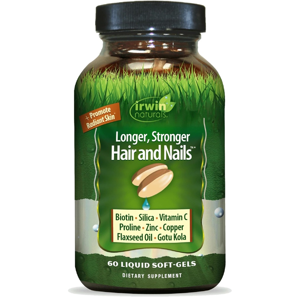 Skin & Rambut Sehat Plus Nails oleh Irwin Softgels, Nutrient Rich, Menyediakan Shine dan Kekuatan, 60 Liquid Softgels