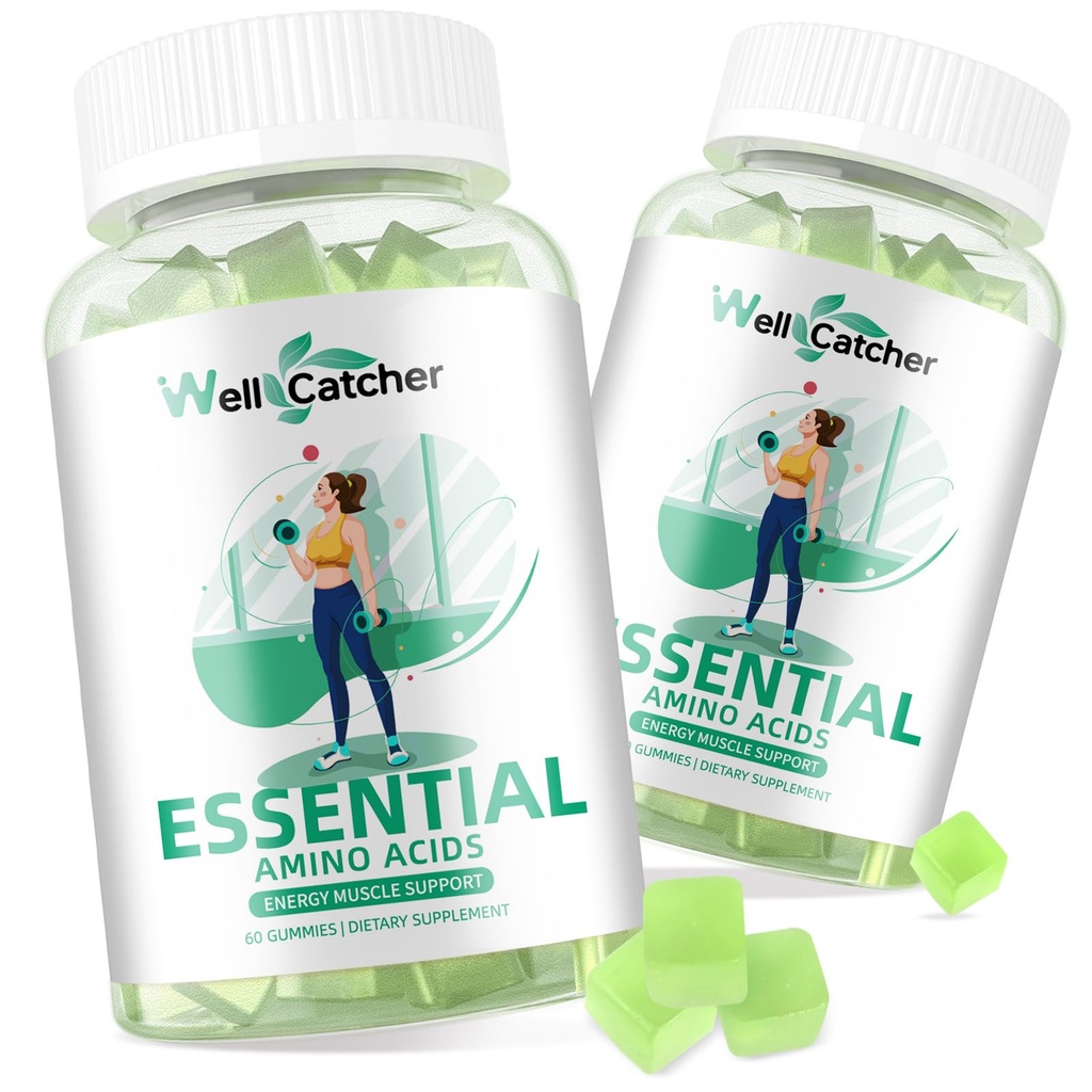 EAGumies Escale Amino Acids - 60 Days Supply All 9 Estible Aminos dan All Branched- Chain Aminos (BCAAs) Sugar Free with Muscle Recovery Energy Support Non GMO Green Apple Flavor