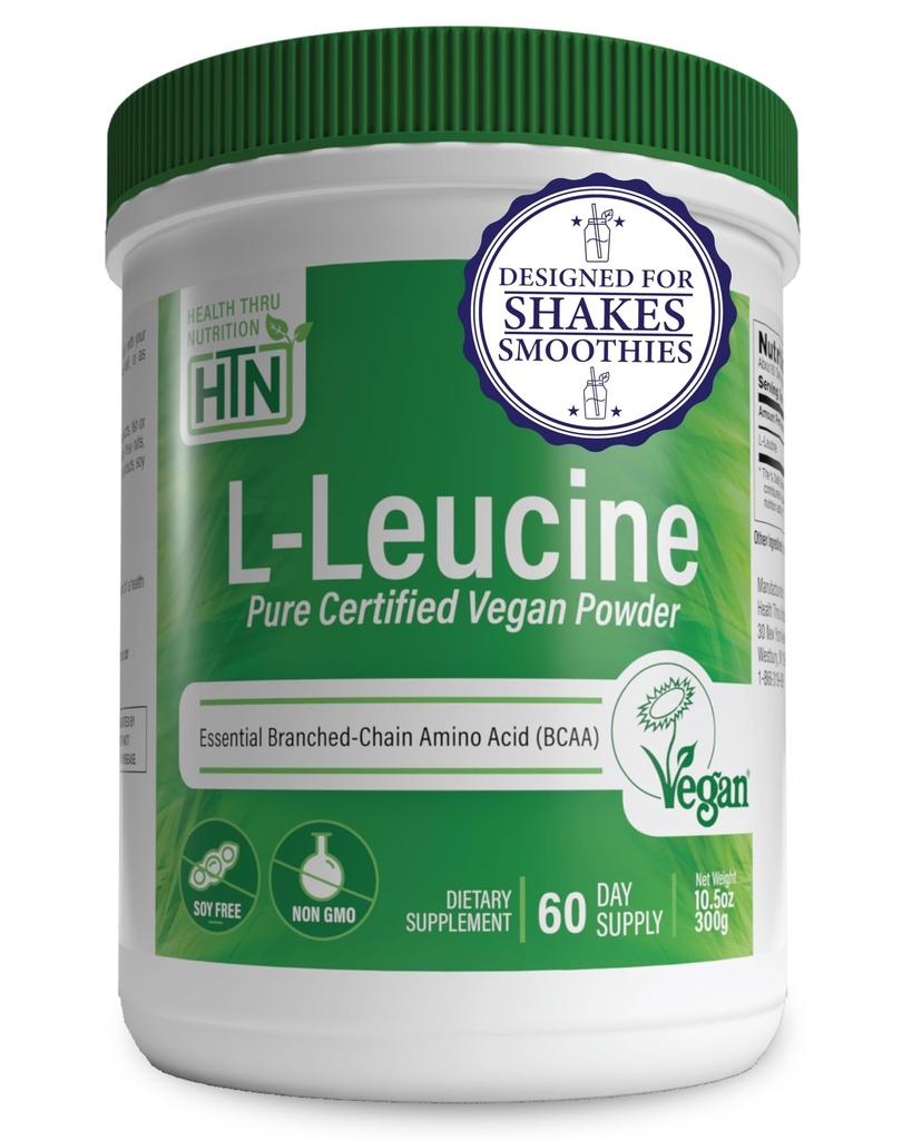 Health Thru Nutrition Pure L-Leucine Powder 300g 124g; Sertifikasi Vegan 124; Fermentasi 124; Non-GMO 124; Escale BCAA 124; 3 Party Tested 124; 5 Grams per Serving 124; (60 pelayan)