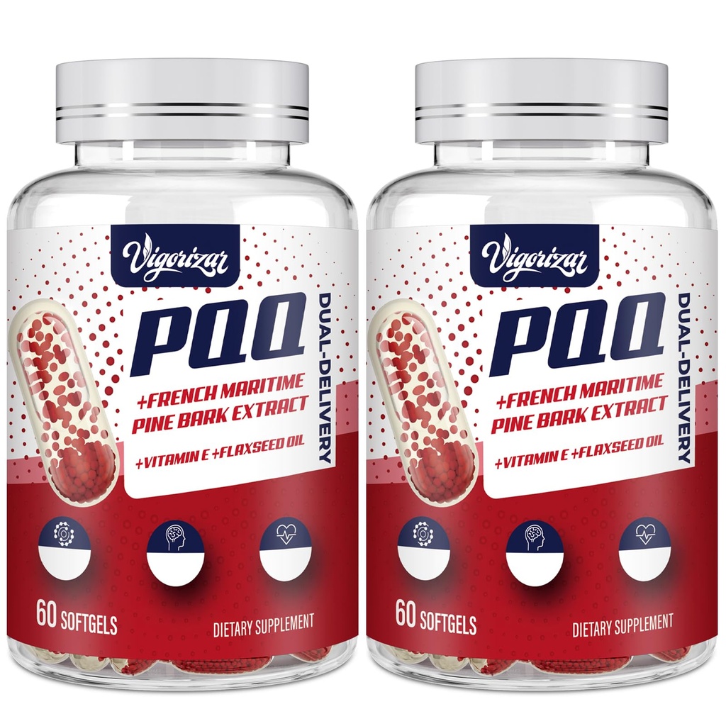 200 mg Pycnogeno dengan PQQ, Premium French Maritime Pine Bark Extract, Unique Dual- Kiriman untuk Absorpsi Maksimum, Pine Bark Extract untuk Vascular & Heart & Gabungan Fungsi - 120 Megan Softgeels