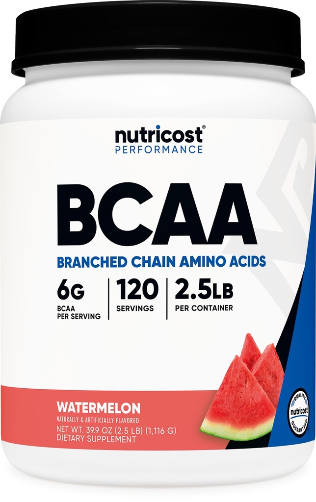 Nutricost BCAA Powder 2: 1 (Semangka, 120 Pelayan) - Gluten Bebas, Non-GMO, Vegetarian