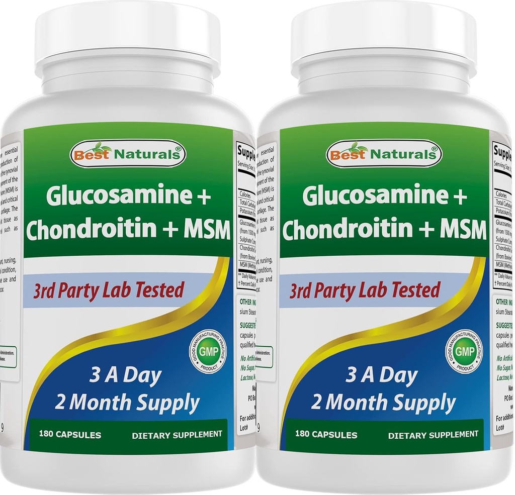 Suplemen Gabungan Glucosamin Chondroitin dan MSM terbaik, 2600 mg per Serving, (180 Cacah (Paket 2))