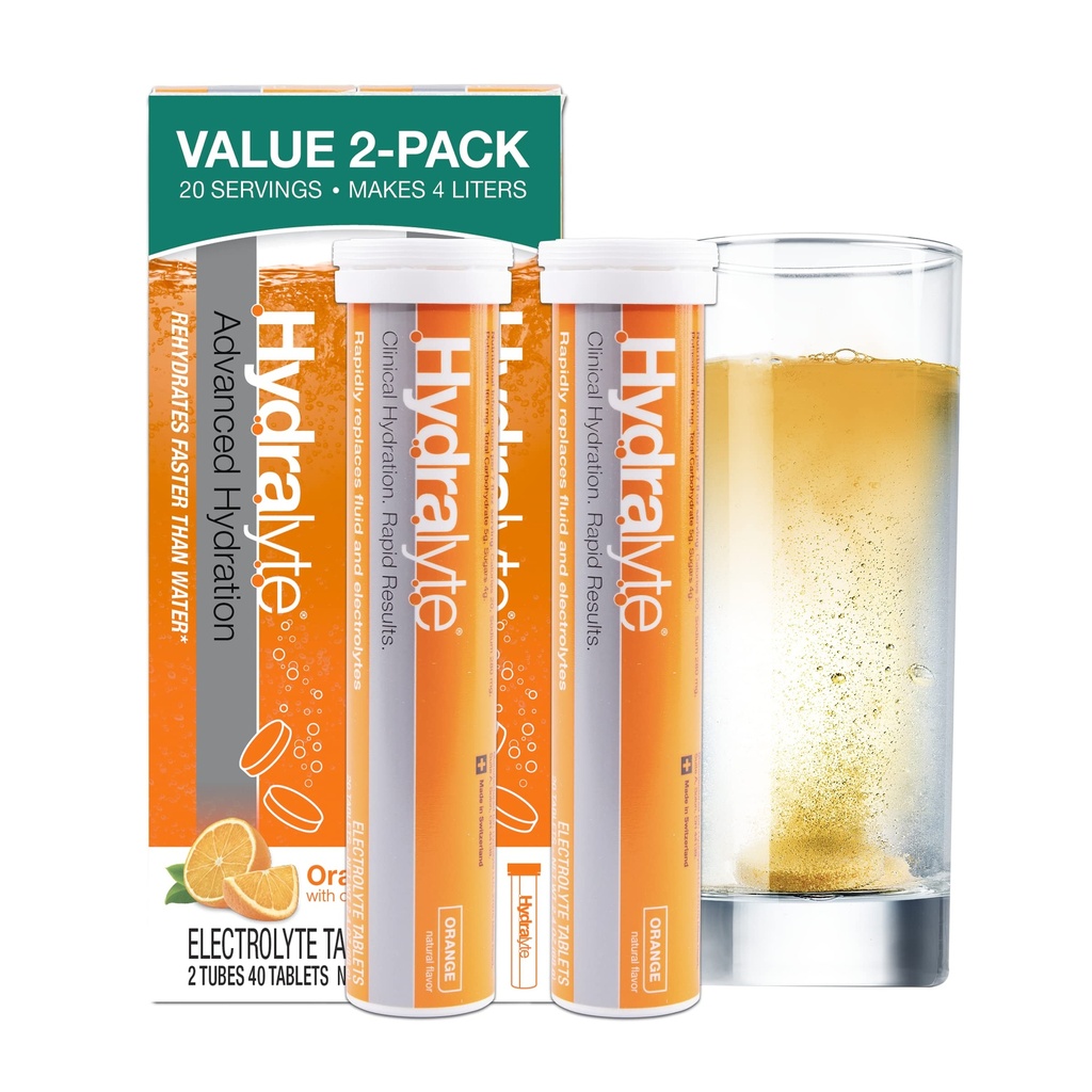 Hydralyte Electrolyte Tablets 126; 40 Orange Electrolytes 124. Perjalanan pesawat untuk Rapid Rehydration 126; Tablet Hidration Instant Dissolve Electrolites (20 Pelayan, 2 Tablet Per Serve)