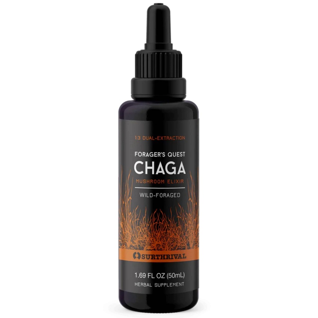 Surthrival: Chaga Mushroom Extract Forager 's Quest, 50 mL, Menampilkan Imune- Boosting Nature, Anti- Viral, Anti- Fungal Medicinal Jamur