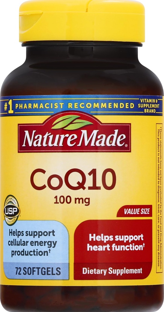 CoQ10 100 mg Softgels, 72 Nilai Ukuran Hitung untuk Kesehatan Hati