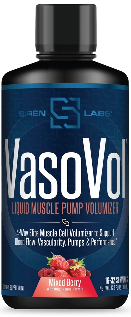 Vaso- VOL Liquid Otot Pompa Volumizer dengan Agmatin Sulfate - Pre Workout bagi Pria untuk mengambil Kerja Anda ke Tingkat Berikutnya dengan Vasculity dan Performance (Mixed Berry)