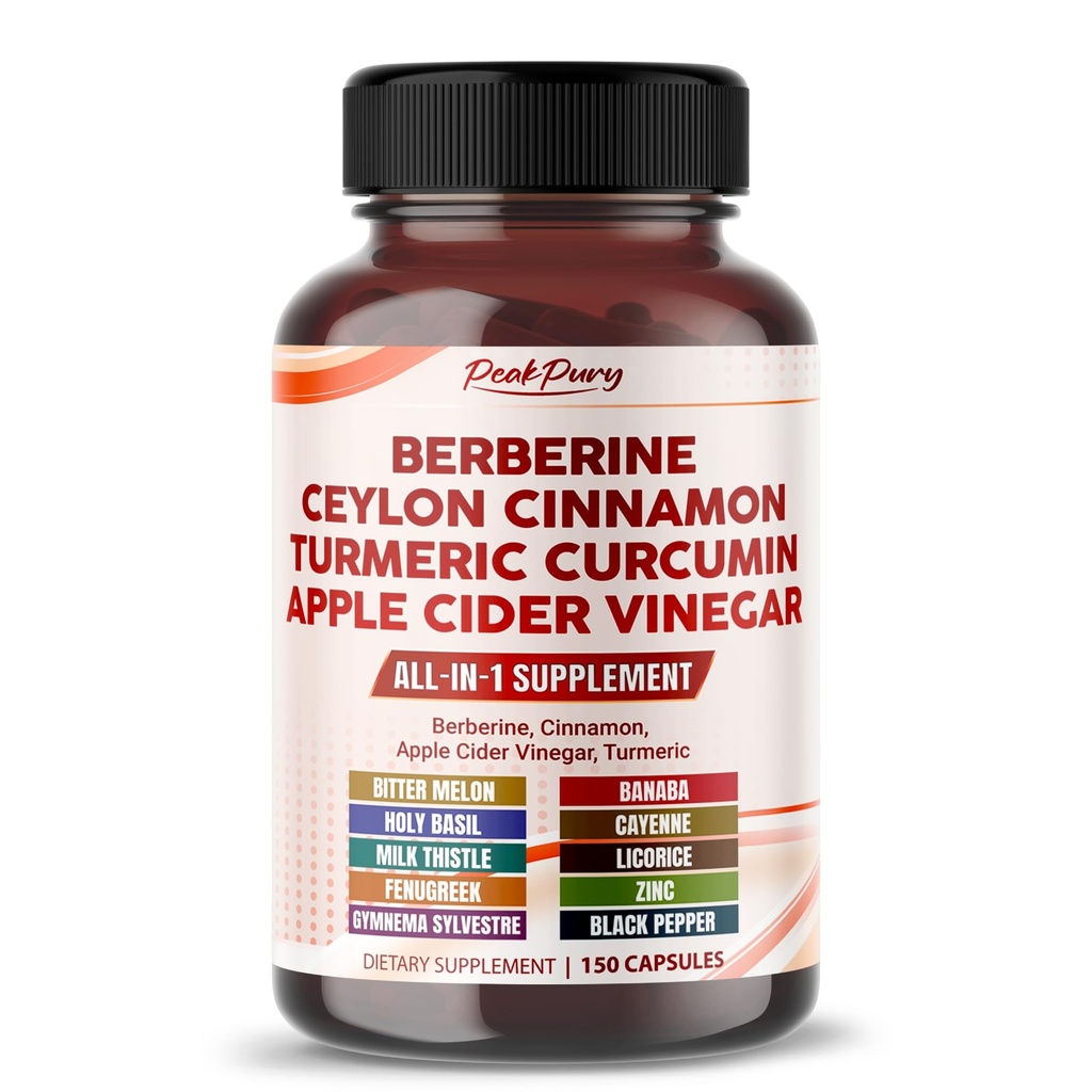 Berberine Cinnamon Apple Cider Vinegar Turmeric - Overall Wellness Support - Made in USA