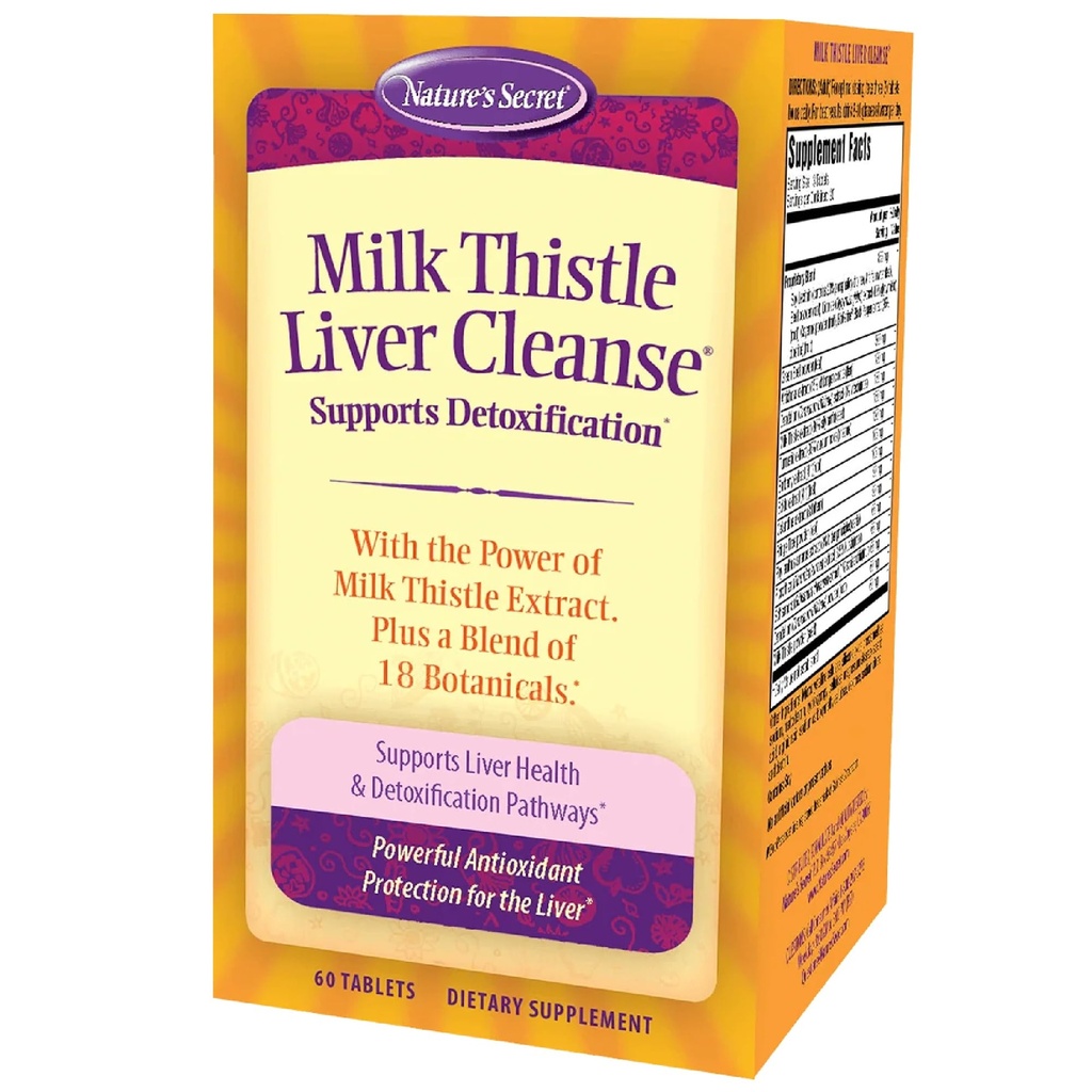 Nature 's Secret Milk Thistle Liver Cleanse - 60 Tablets - Mendukung Fungsi dan Detoksifikasi Hidup Alam - 18 Botecal Blend Turmeric, Dandelion, Beet, & Artichoke - Natural Powerful Antioksidant