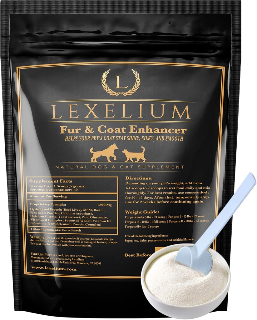 Dermatitis Skin dan Coat Supplement for Dogs and Cats - Promotes Healthy Skin and Fur for Dogs and Cats - helping w / Itch, Dry Skin + Other Symptom - Natural Vet- Apparder Formula - 200G