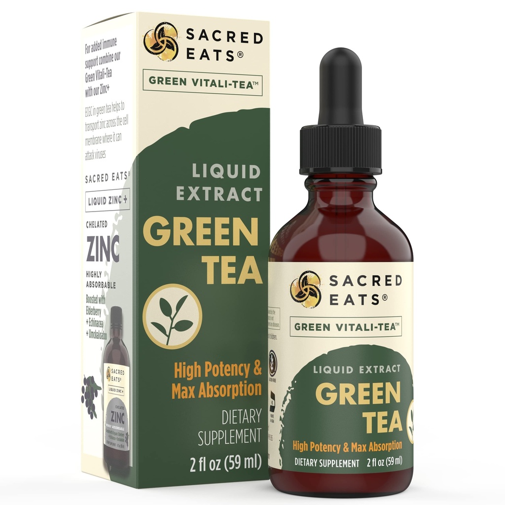 Tea Liquid Extract Drops - Dukungan Imune (antioksidan & Polyphenols) Suplemen. Promoses Energi Lembut. Ingreasi Organik, GMO Non-, Alkohol & Gluten Bebas (Non- Flavored)