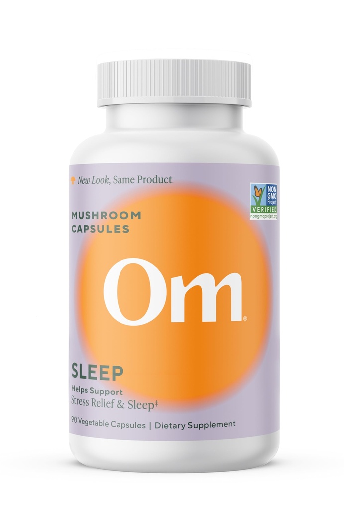 OM Mushroom Superfood Tidur Mushroom Kapsules Superfood Supportion Suplement, 90 Count, 30 Hari, Reishi, GABA, L- Theanine, Melantin untuk Supplemen Suplai & Tidur