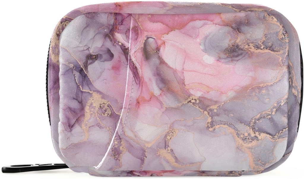 Pink Marble Texture Pill Box 7 Day Pill Case Travel Pill Organizer Bag dengan Zipper Portable Weekly Vitamin Medicine Suplemen Hoder Pouch