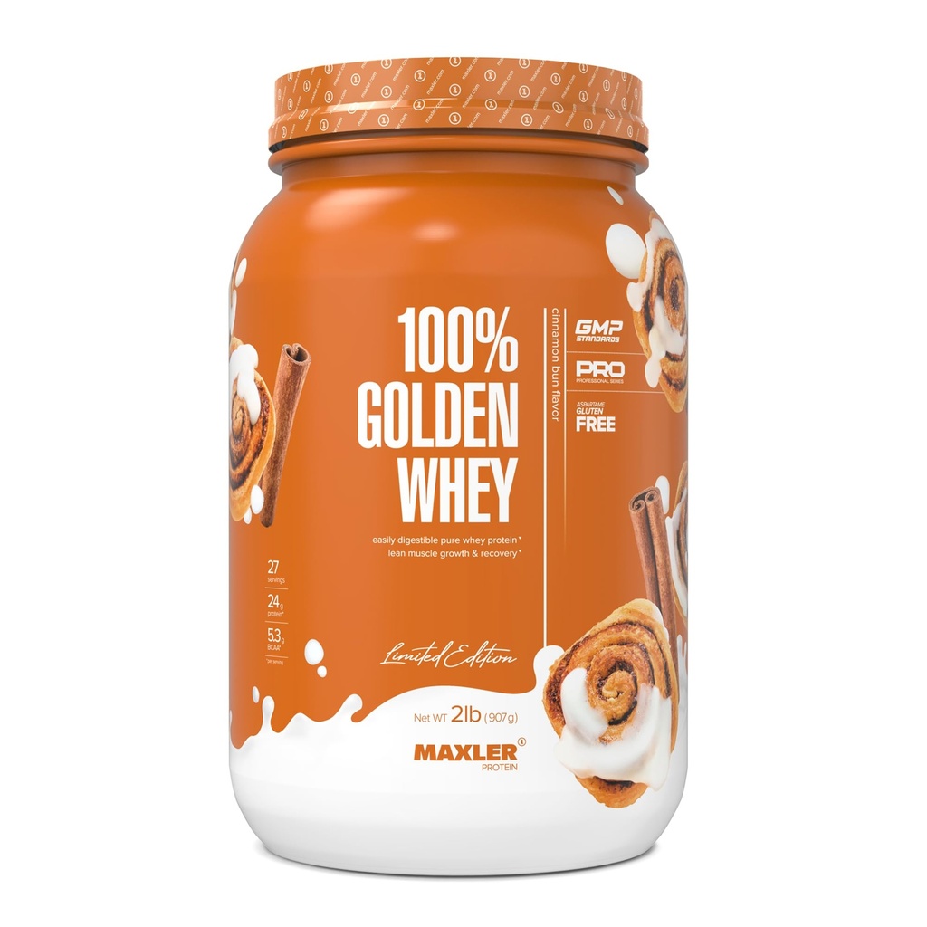 Maxler 100% Golden Whey Protein - 24g Protein per Serving - Premium Whoin Powin Powder untuk Pre Post Workout - Kegagalan Absorbing Whey Konsentrasikan, Isolate & Hydrolysate Blend - Cinnamon Bun 2