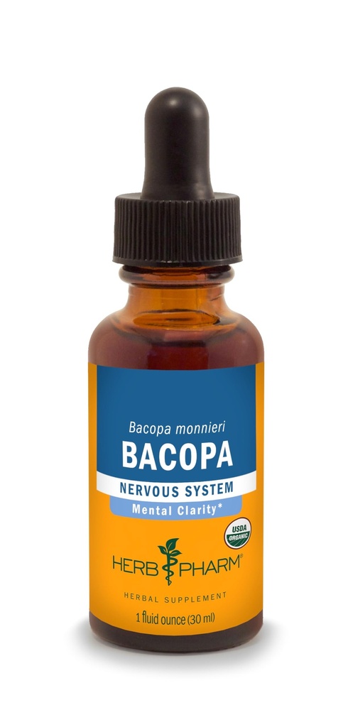 Herb Pharm Certified Organic Bacopa Ekstrak untuk Dukungan Otak - 1 Ounce (DBAC01)