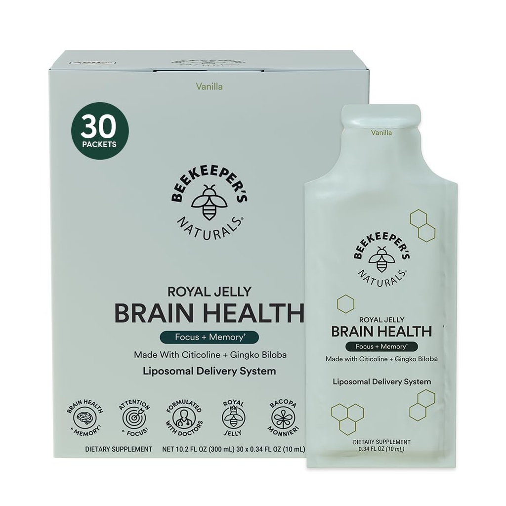 Tambahan Otak Nootropic & Royal Jelly, Support Focus & Memory, Easy Absorpsi, Plus a Tasty Vanilla Flavor, 30ct