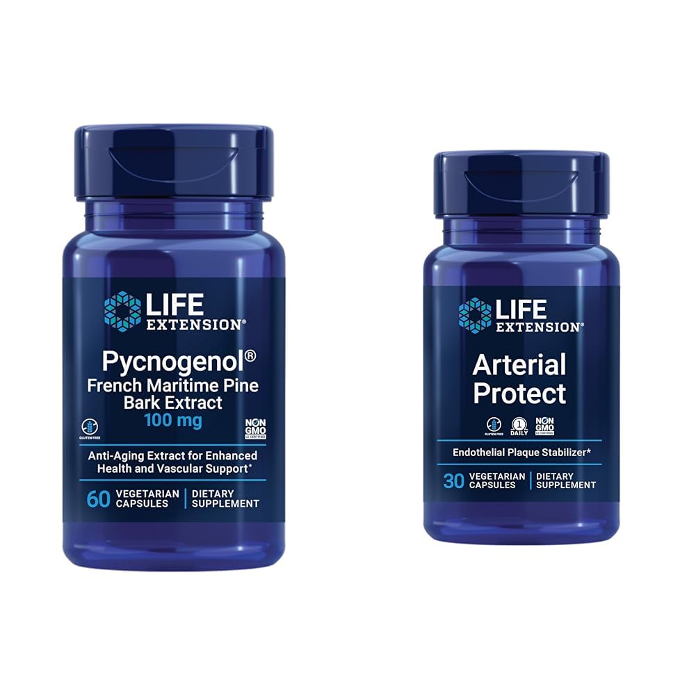 Ekstensi Hidup Pycnogenol French Maritim Pine Bark & Gotu Kola Arteri Suplemen Kesehatan - 60 & 30 Vegetarian
