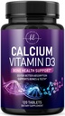 Tambahan Kalsium 1200 mg - dengan Vitamin D3 untuk Peledak Terbaik - Mendukung Kesehatan Ammune, Tulang & Gigi - Kalsium Alam Karbonat + 1600 IU dari D3 - Botol di AS untuk Perempuan & Pria - 120 Tablet
