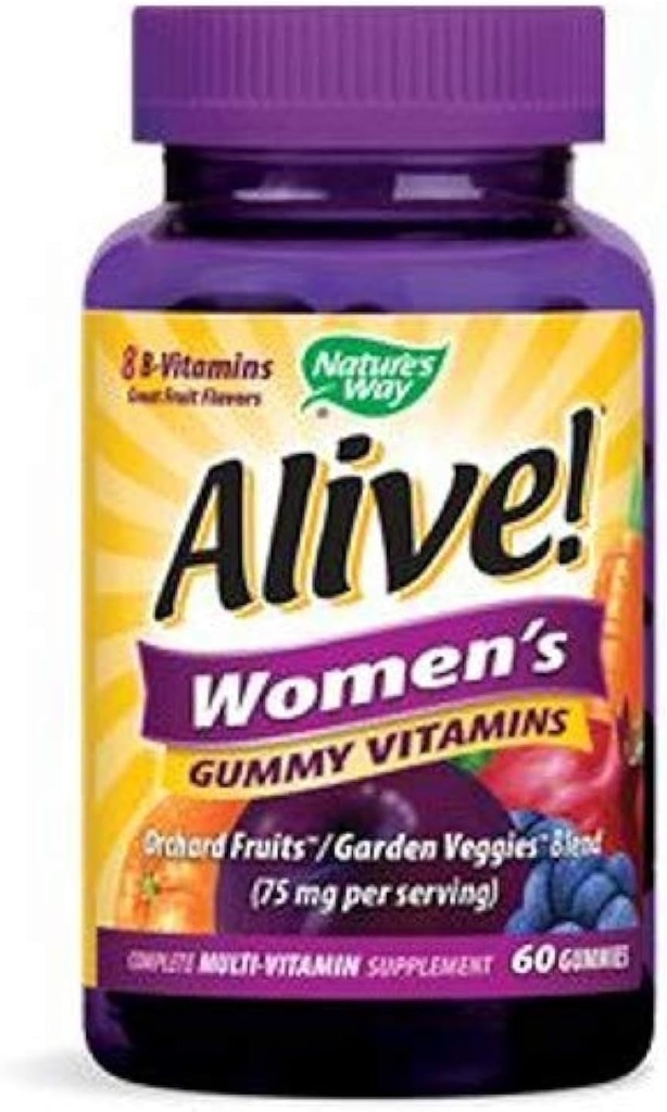 Alam Hidup! Gummy Multivitamin Wanita, 16 Vitamin & Minemination, Energy Metabolisme *, Hair Skin & Nails *, Vegetarian, Campuran Berry Flavored, 60 Gummies (Packaging May Vary)