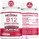 B12 Vitamin 10,000 mcg, Methylated Vitamin B12 Sublingual - Energy Boost, Focus, Metabolisme & Brain Health Support, Fast Strawberry Flavor, 180 Services