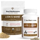 Jamur asli Lions Mane for Mane (60 pelayan manusia) dan Pets (120ct) - Powder & Capsules Bundle untuk Kognition & Imunity - Vegan, Non-GMO, Gluten- Free, Grain- Free Mushroom Extraction Suplemen