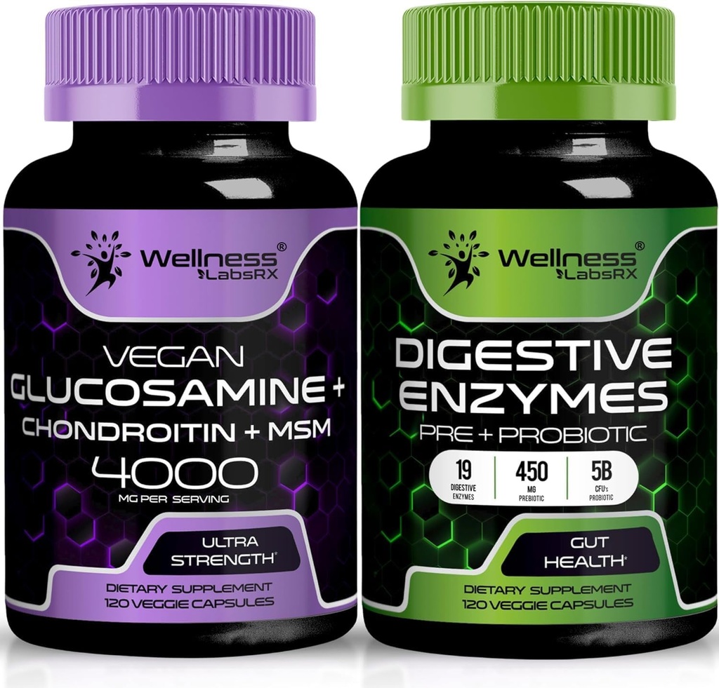 WELLNESS LABSRX Digeptical Enzymes Capsules 126; Glucosamine Chondroitin Capsules