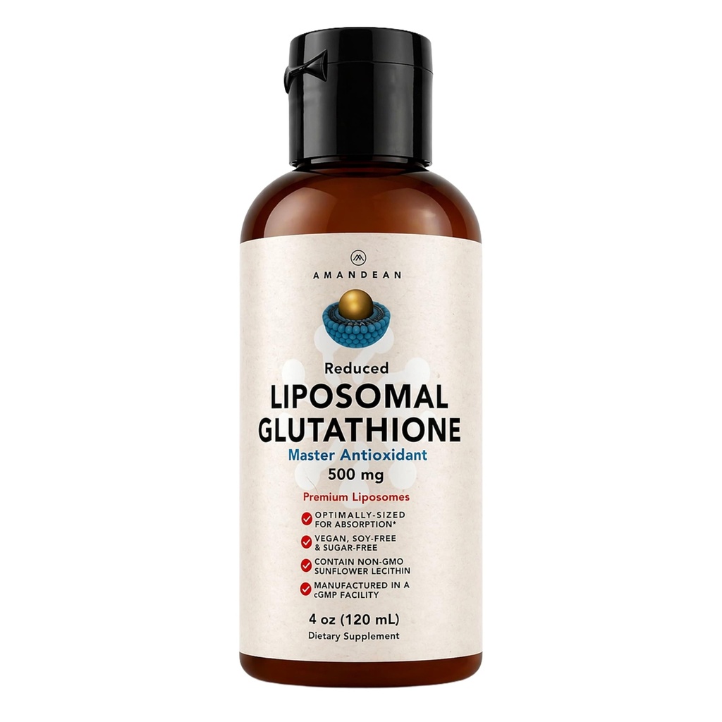 AMANDEAN Lipomal Glutathione Suplemen. Pendukung kekebalan, Kesehatan Otak, Detox Liver, Kesehatan Kulit. Foshatidylcholine dari Lecithin Bunga Matahari N- GMO. Bebas & Vegan.