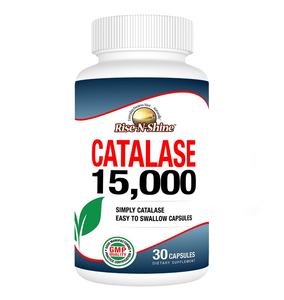 Rise- N- Shine Catalase Supplemen 15.000 - Enzyme Antioksidan yang kuat untuk Kesehatan Rambut - Suplai Rambut Kuat - 30 Hari Suppply