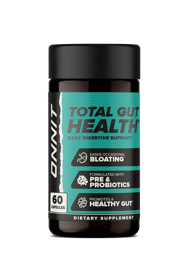 ONNIT Total Gut Health Daily Digetical Support, IGEN ™ Non-GMO Difficulment for Women and Men with 7 Strains of Progories, Prezemes, Enzymes and Betaine HCL, 60 Count