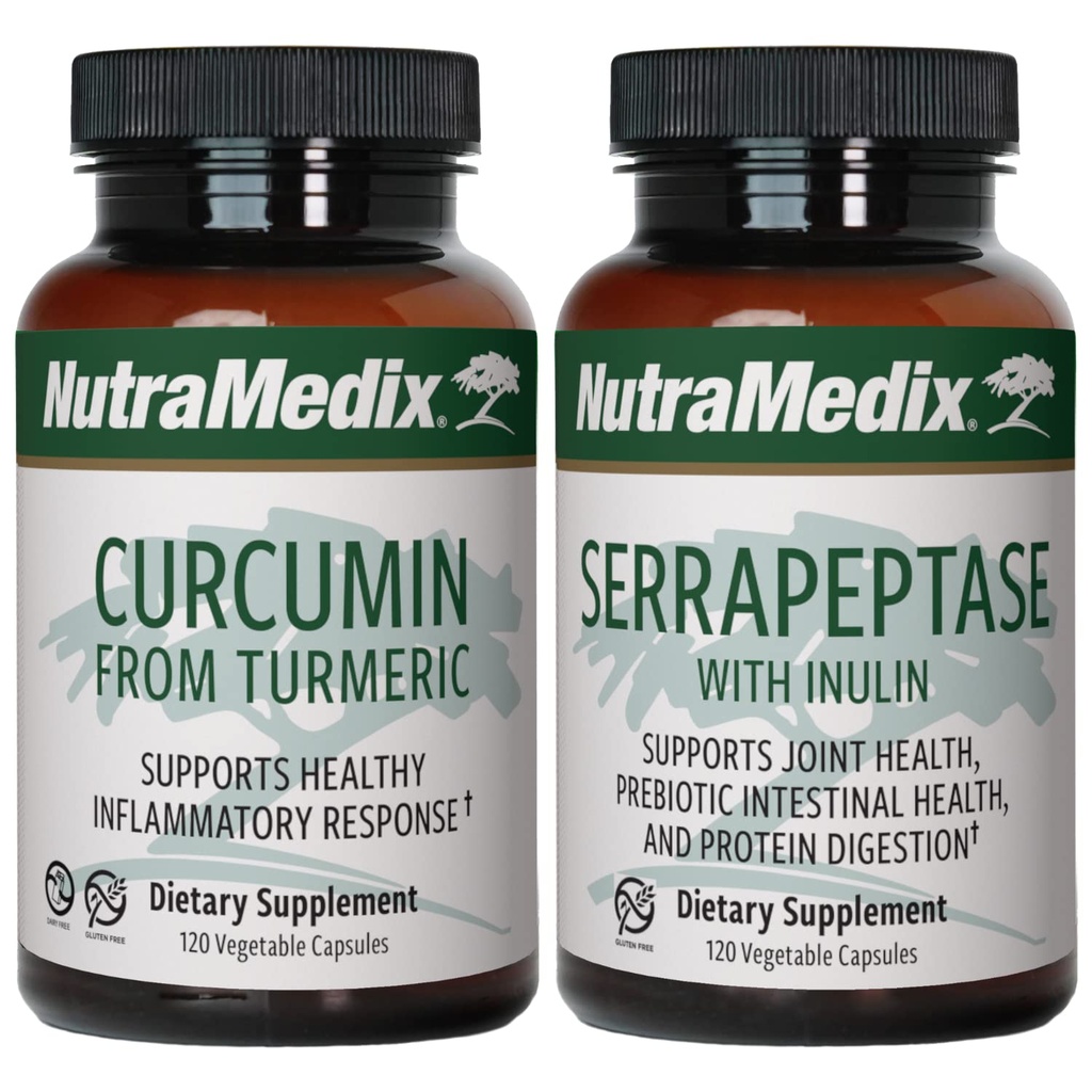 NutraMedix Bersama Dukung Bundle - Termasuk Curcumin dari Turmeric dan Serrapeptase Enzyme Dukungan Katup untuk Dukungan Gabungan dan Dukungan Inflammatory Kesehatan - Perbaikan Dua-Potongan Ditata