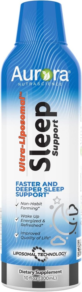 Vida Lifecience Aurora Nutrascience Ultra- Lipomal Sleep Aid Support, Includes Melantin, L-Theanine, Ashwagandha dan Calming Chamomile, Chamomile, 30 Servings, 10 fl oz