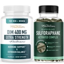Sulforaphane Complex & 400mg DIM Suplement for Enhanced Estrogen Balance for Women 124; Advanced Microbeadlet Hormone Salvation Suplemen (60) with Extra Strength DiM (90 Servings)