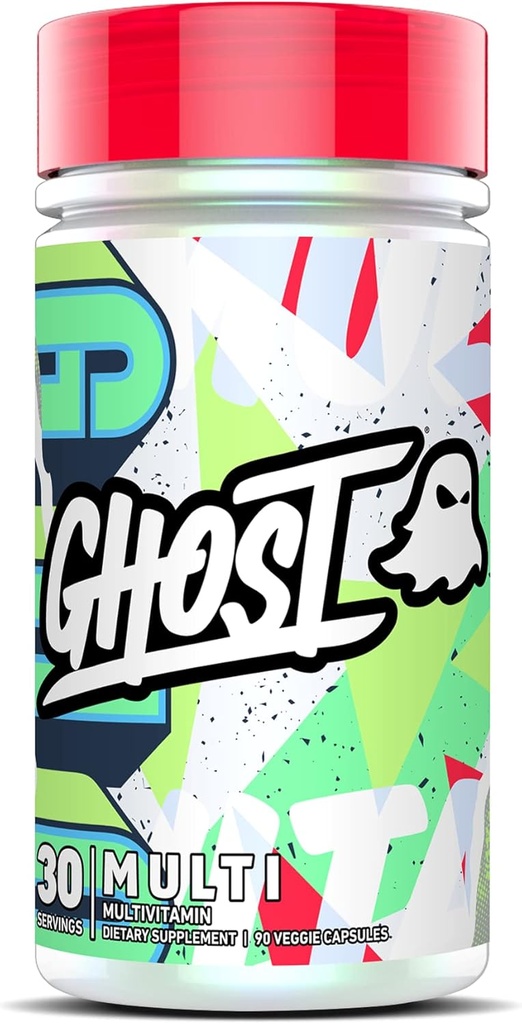 GHOST Multi Multivitamin for Men & Women, 90 Kapsul - Penuh dengan 21 Vitamin, Minetal & Key Nutrients - Vitamin A, Vitamin C, Vitamin D, Vitamin E & Zinc - Bebas Gluten, Soy & Sugar, Vegan