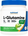 Tambahan Servis L- Glutamine Powder (Green Apple) 500g - Gut Dukungan, 5 Grams per Serving, Disajikan dengan Stevia - Gluten Bebas, Non GMO