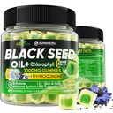Gummies Minyak Benih Hitam & Chlorophyll, Biotin 500mcg dengan Collagen Hydrolyzed, Raw Manuka Honey, Organic Cold Press - Absorpsi Ultimate untuk Skin, Hair & Nails, Digetives, Overall Health, 1 Pack