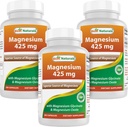 Aspek Magnesium 425 mg 180 Veggie Capsules - Tinggi Absorpsi Magnesium Glycinate & Magnesium Oxide Charlated, Non-GMO, Gluten Free Muscle Relax (180 Cacah 3)