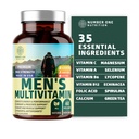 Suplemen Multivitamin Multimineral Nomor Satu [Gluten Free, Non-GMO], Vitamin A C E D B1 B3 B5 B6 B12, Magnesium, Biotin, Sprulina, dan Zinc, 60 Veg Caps
