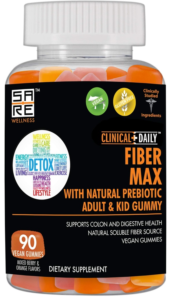 Max Fiber Anak-Anak Tinggi Vegan. Peninggalan sembelit untuk orang dewasa dan anak-anak. 90 Gluten-Free Laxative Gummies for Gut Repair