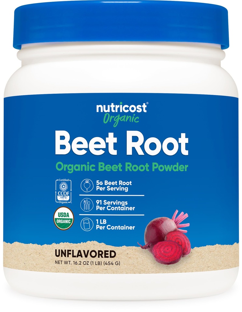 Nutricost Organic Beet Root Powder 1 LB - Vegan, Superfood, Sertifikasi USDA Organik