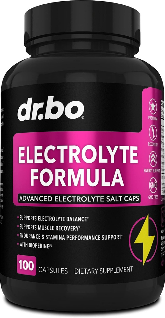 Electrolite Pills Supplement Salt Tablet - Electrolytes Capsules with Potasium, Magnesium, Sodium, Chloride, Calcium Replacement for Keto, Cramps & Rehydration Salts Suplemen - 100 hydration Caps