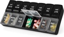 7 Hari Weekly AM PM Pill Organizer, 2 Kali Satu Hari Kotak Pil Besar untuk Pil Pil Pil Pil Pil Pil Pil Pil Obat-obatan Vitamin (Black + White, 2 Kali)